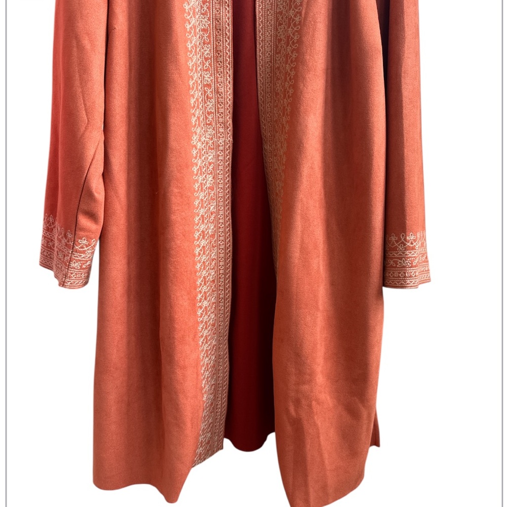 Soft Surroundings Leona Embroidered Open Long Jacket Duster Blazer 1X - Picture 5 of 7